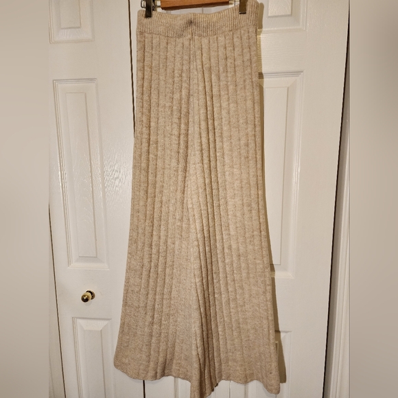Sincerely Jules Ribbed Knit Wide Leg Pants Large In Oatmeal - Picture 6 of 10